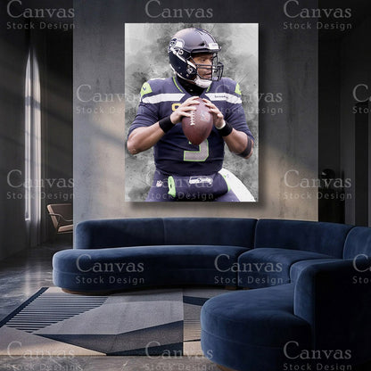 Russell Wilson premium NFL canvas artwork