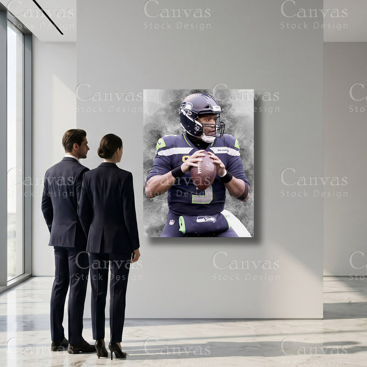 Russell Wilson professional football sports canvas