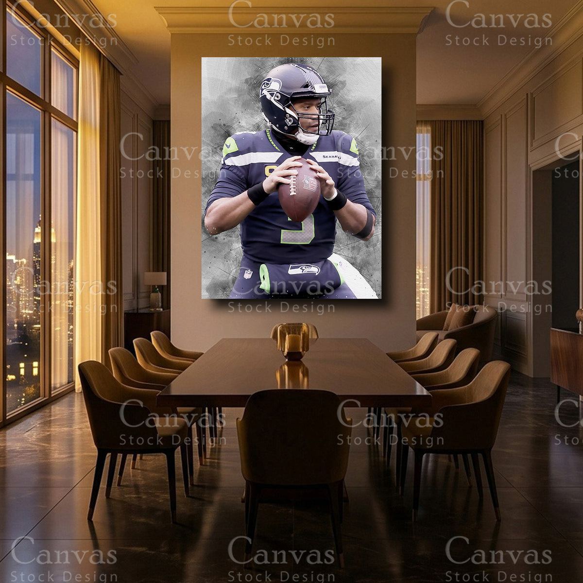 Russell Wilson luxury football wall decor
