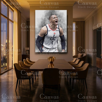 Russell Westbrook NBA artwork with black floating frame