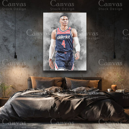 Russell Westbrook NBA wall artwork for sophisticated interiors