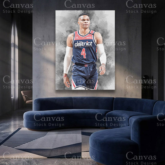 Russell Westbrook basketball canvas wall art