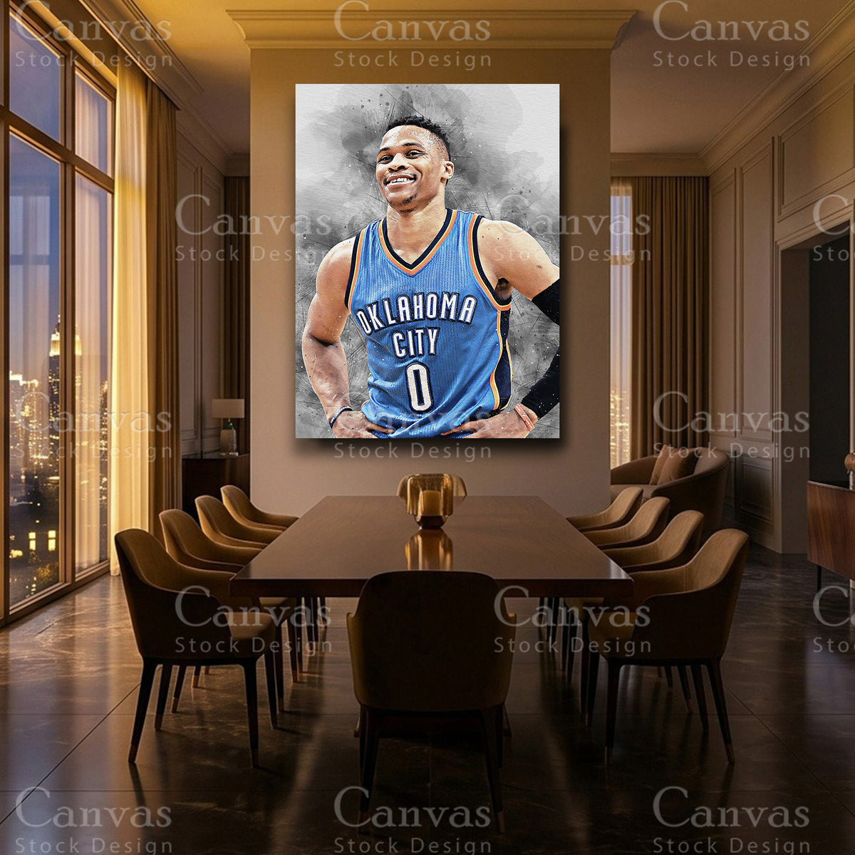 Russell Westbrook canvas wall art with black floating frame