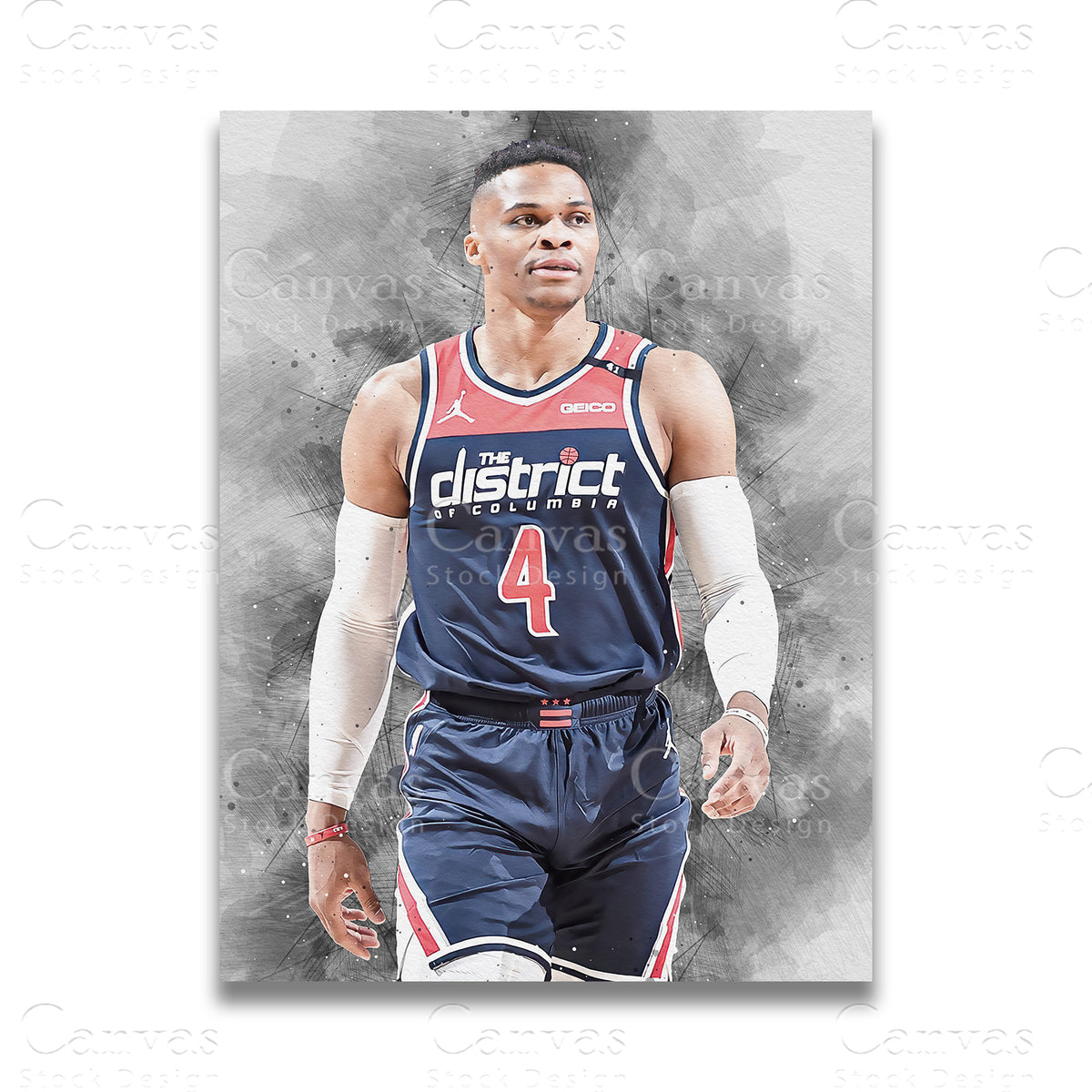 Russell Westbrook iconic basketball canvas artwork