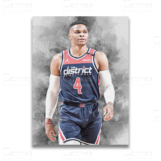 Russell Westbrook iconic basketball canvas artwork