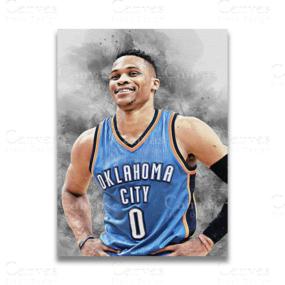 Russell Westbrook legendary basketball canvas wall art