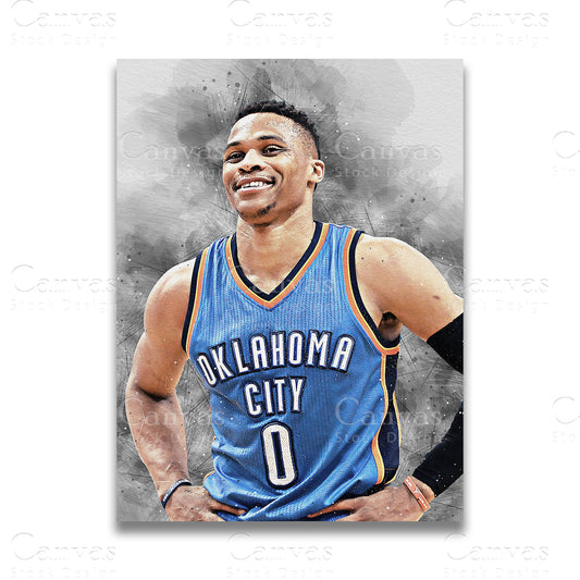 Russell Westbrook legendary basketball canvas wall art
