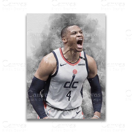 Russell Westbrook signature NBA canvas wall art