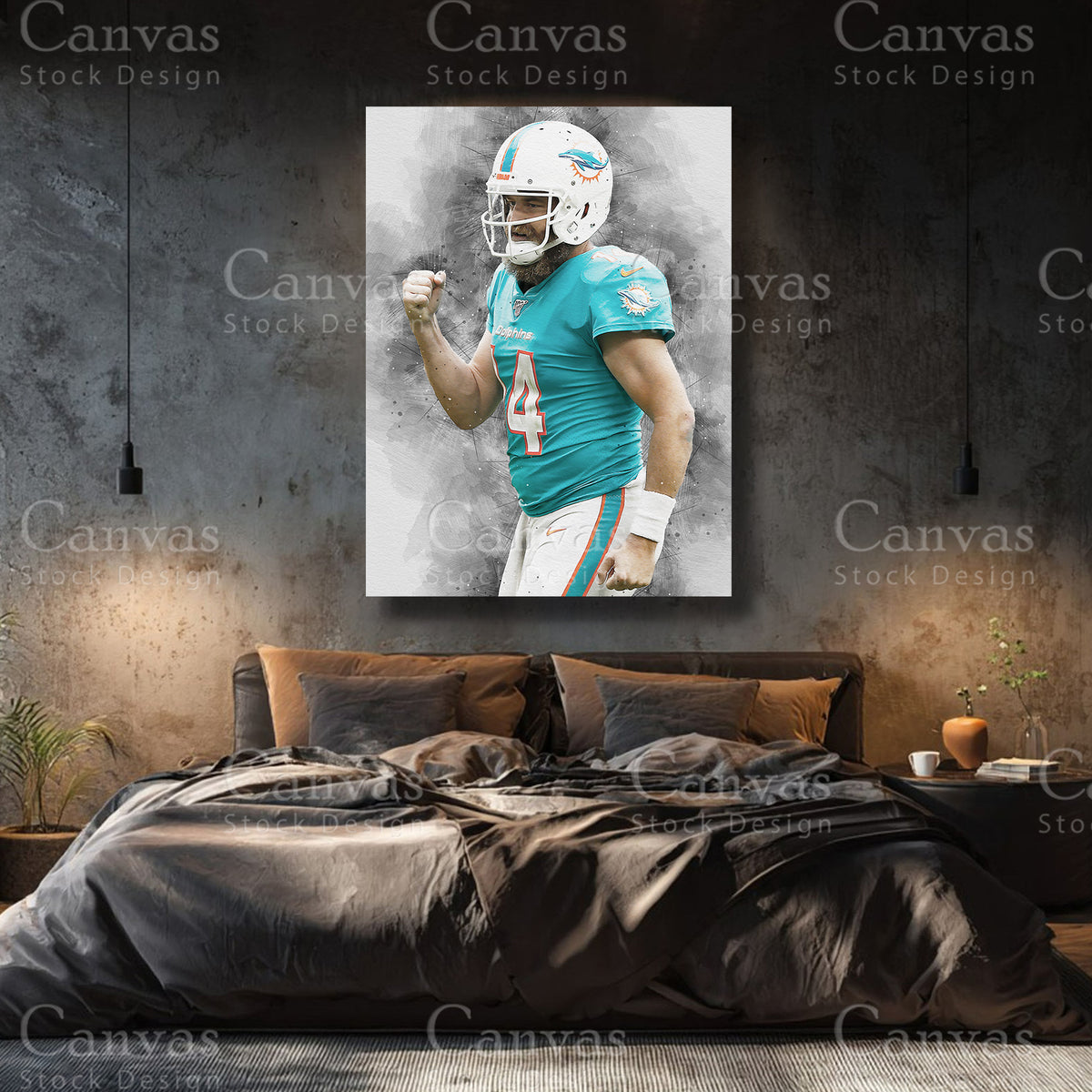 Ryan Fitzpatrick premium NFL canvas with black floating frame