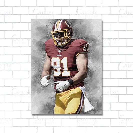 Ryan Kerrigan Canvas Wall Art – Washington Commanders NFL Poster