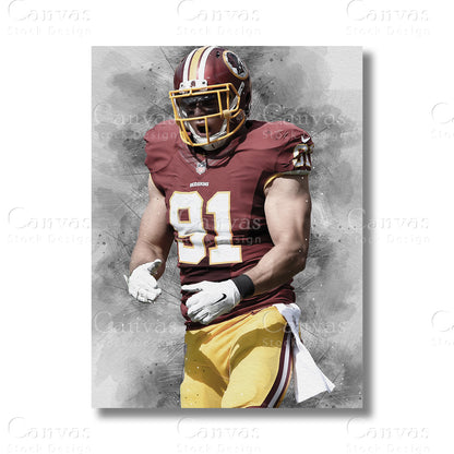 Ryan Kerrigan Defensive Football Canvas Wall Art