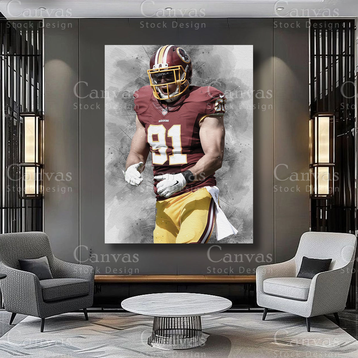 Ryan Kerrigan defensive athlete artwork on premium canvas