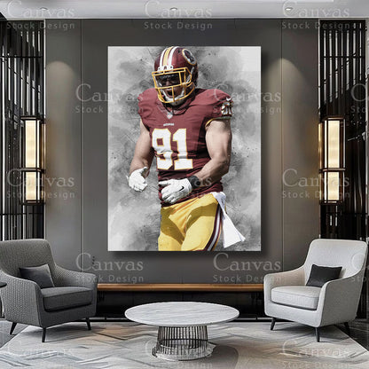Ryan Kerrigan defensive athlete artwork on premium canvas