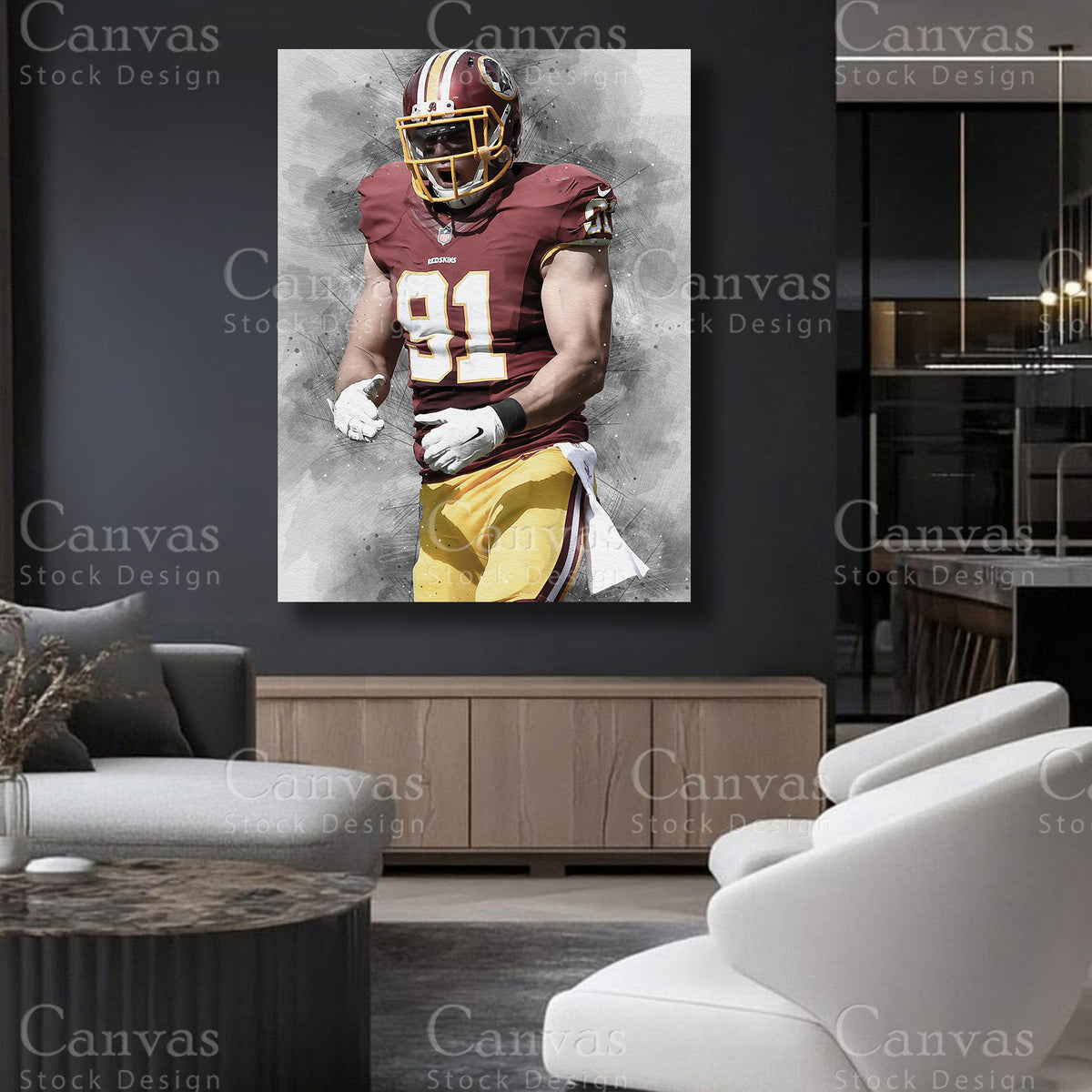 Ryan Kerrigan statement football canvas artwork