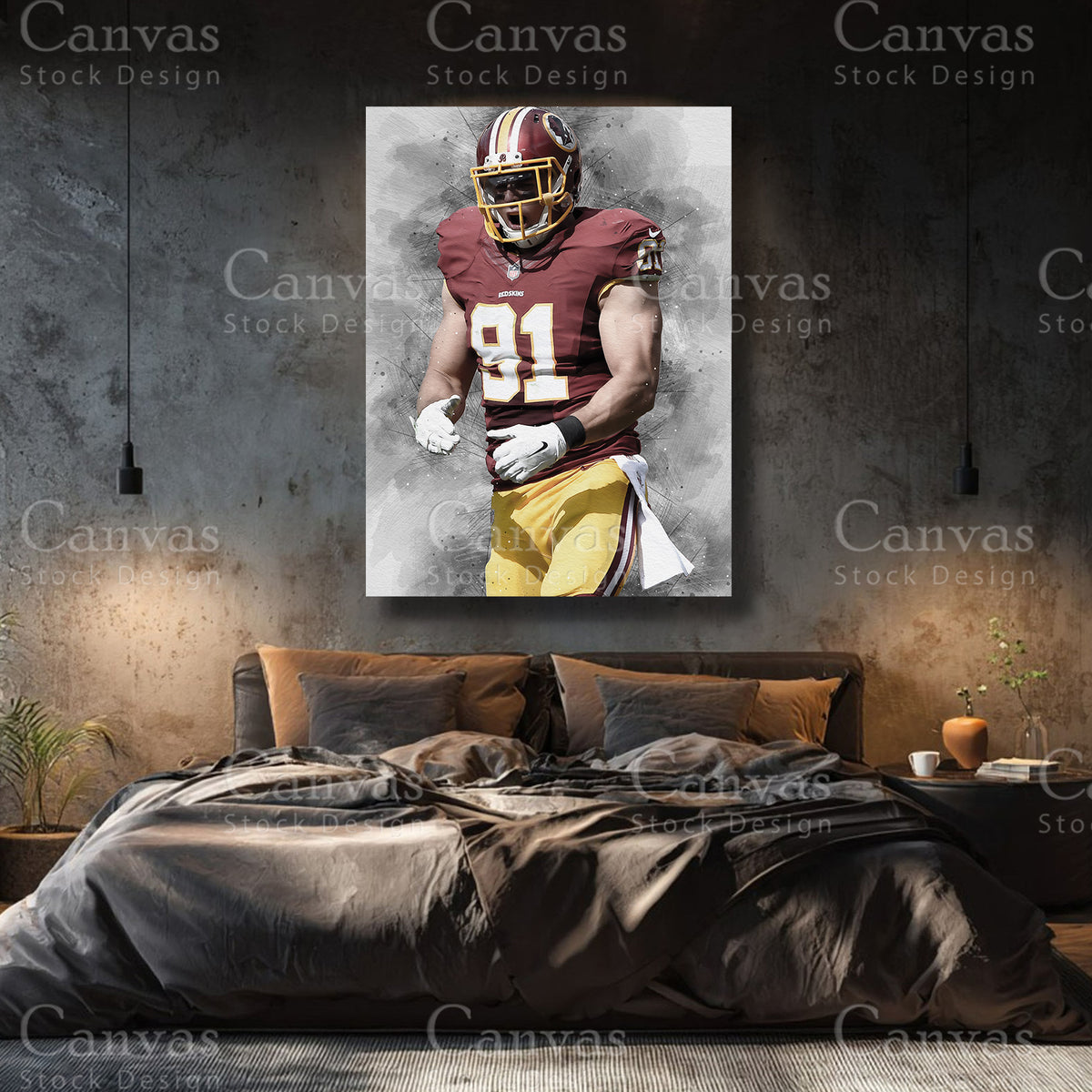 Ryan Kerrigan premium NFL canvas with black floating frame