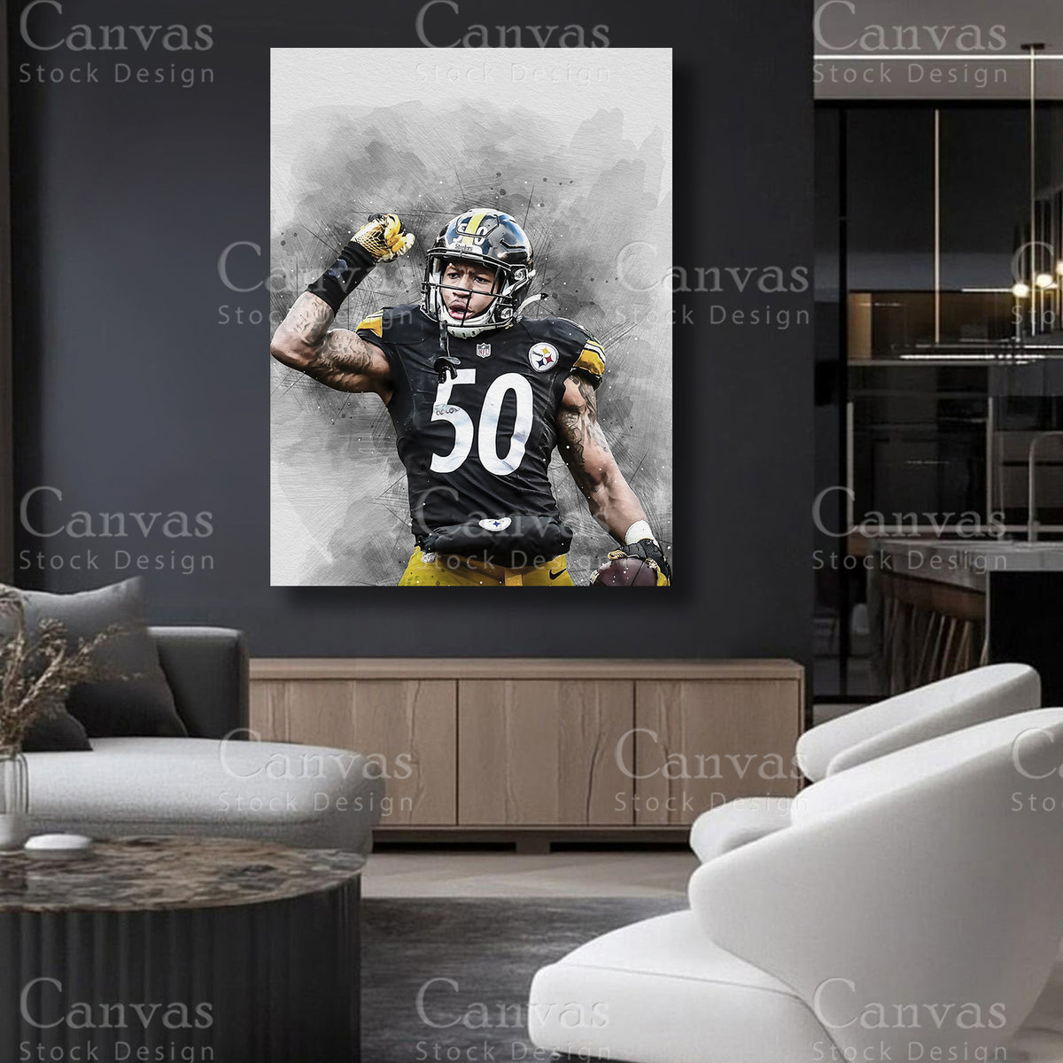 Ryan Shazier statement football canvas art