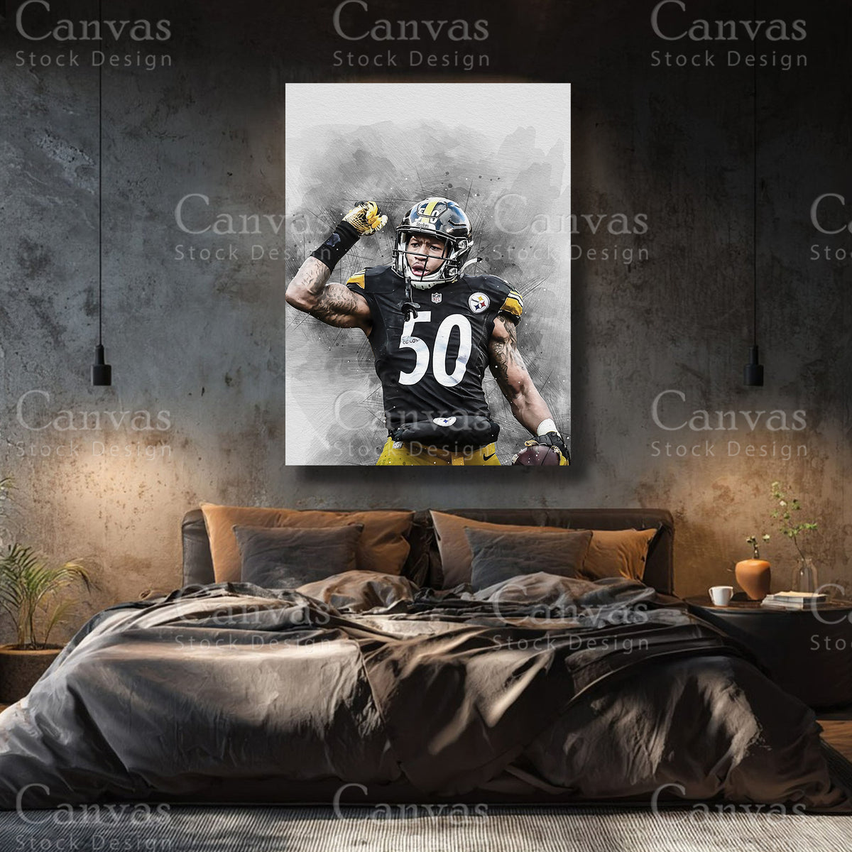 Ryan Shazier NFL canvas with black floating frame