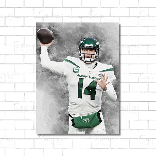 Sam Darnold Canvas Wall Art – NFL Quarterback Poster