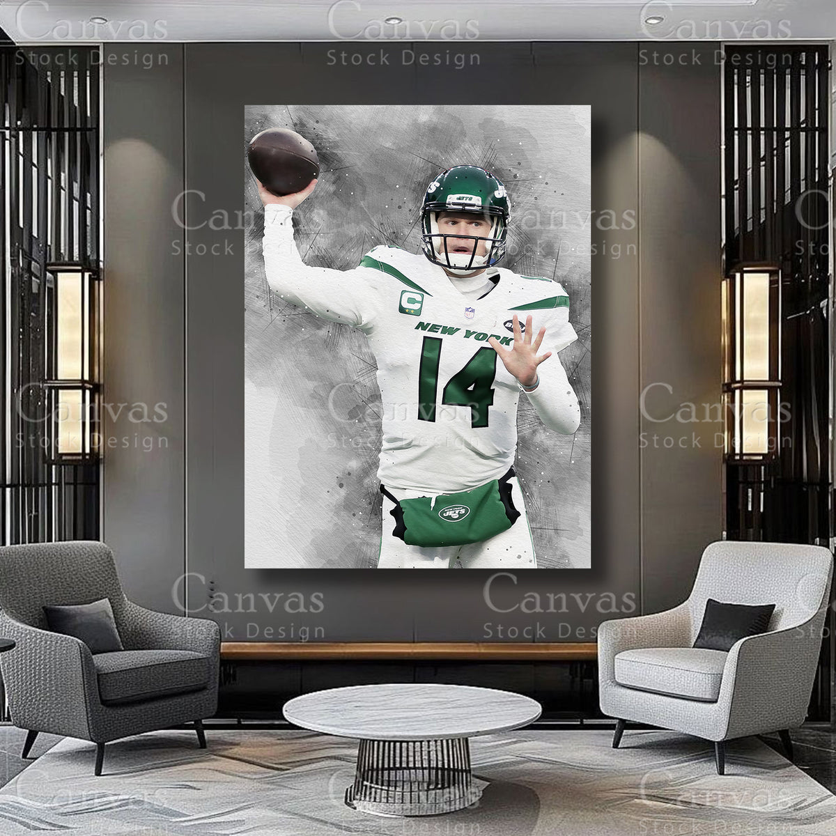 Sam Darnold athlete artwork on premium canvas