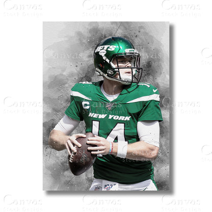 Sam Darnold Signature Football Canvas Wall Art