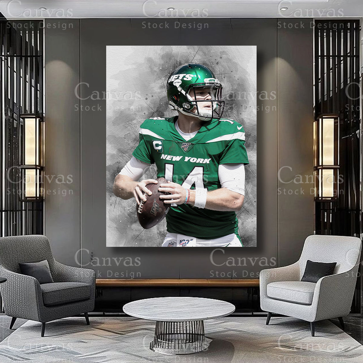 Sam Darnold football athlete canvas artwork