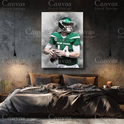 Sam Darnold premium canvas with black floating frame