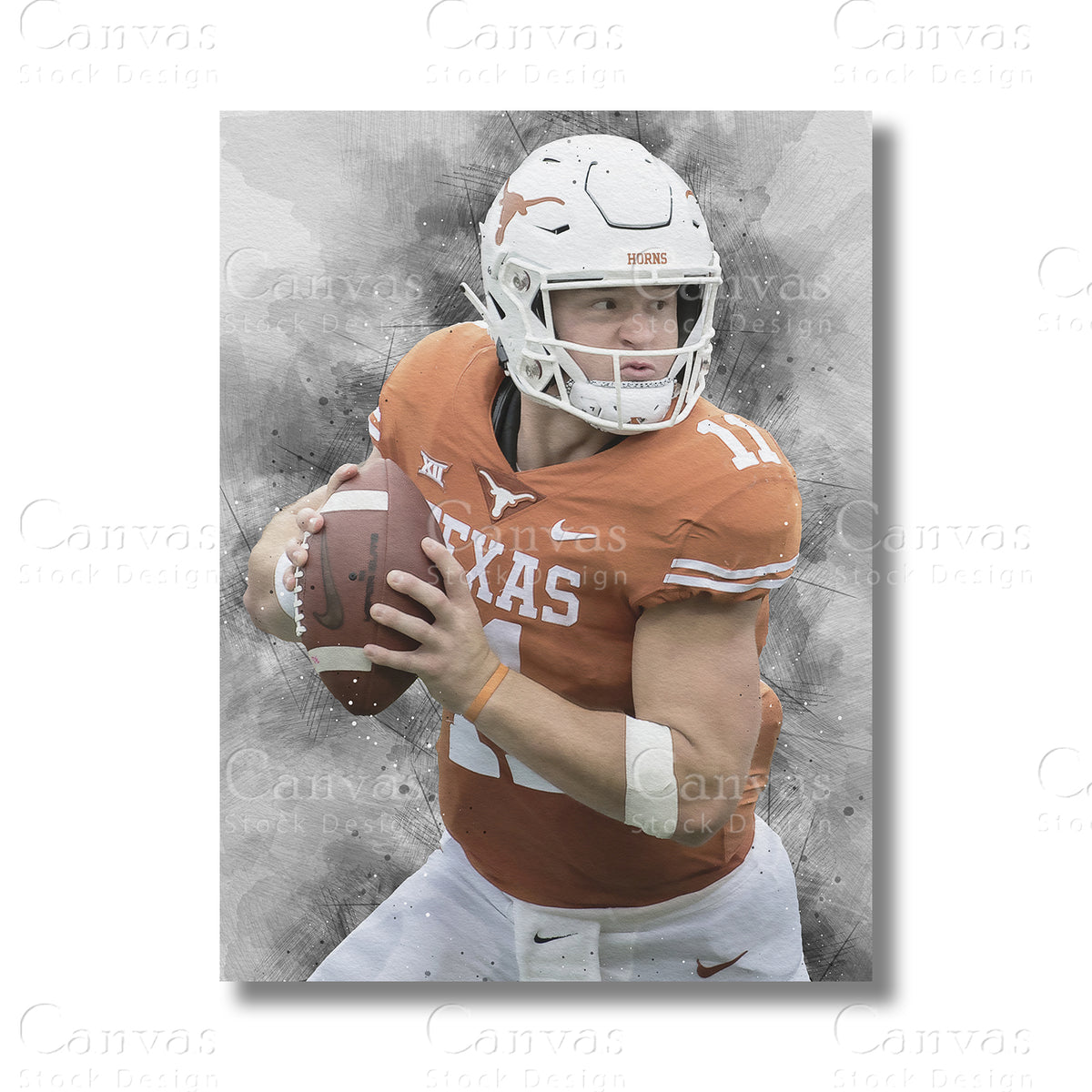 Sam Ehlinger Premier Football Canvas Wall Art
