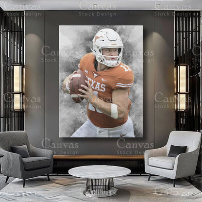 Sam Ehlinger football athlete artwork on premium canvas