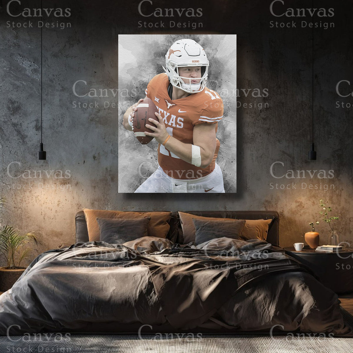 Sam Ehlinger premium NFL canvas with black floating frame