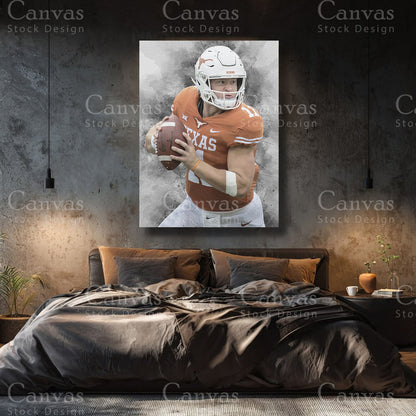 Sam Ehlinger premium NFL canvas with black floating frame
