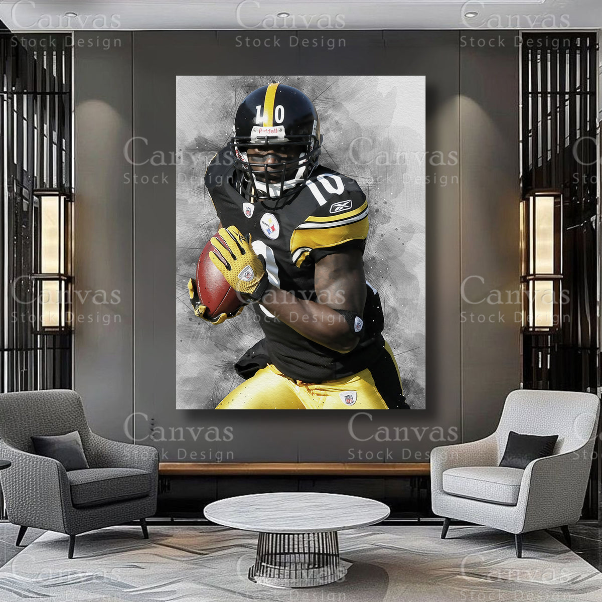 Santonio Holmes wide receiver artwork on premium canvas