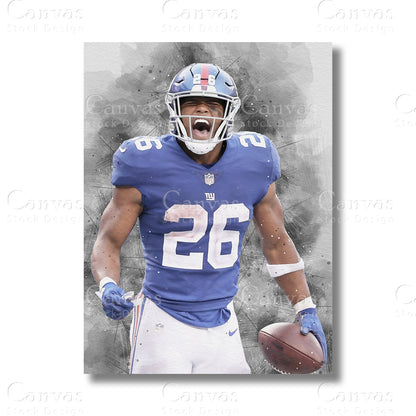 Saquon Barkley Dynamic Football Canvas Wall Art