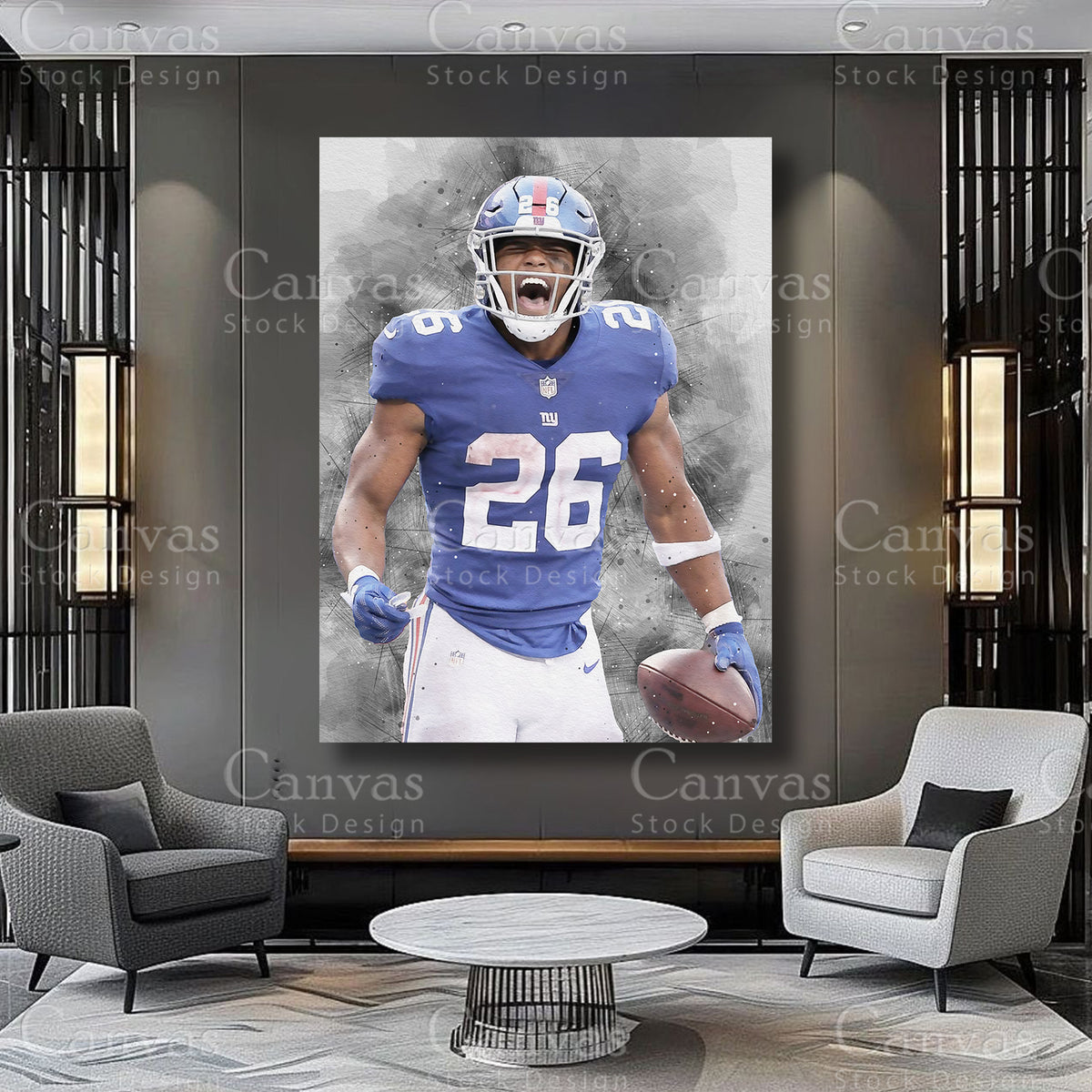 Saquon Barkley football athlete artwork on premium canvas