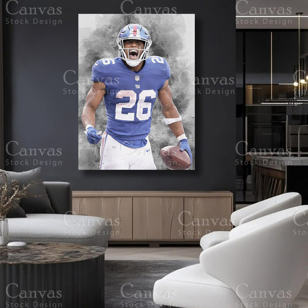 Saquon Barkley statement football canvas artwork