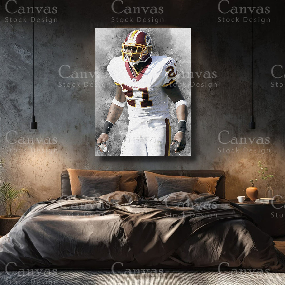 Sean Taylor premium football canvas with black floating frame