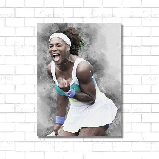 Serena Williams tennis legend canvas wall art – tennis poster print for sports rooms and fan caves