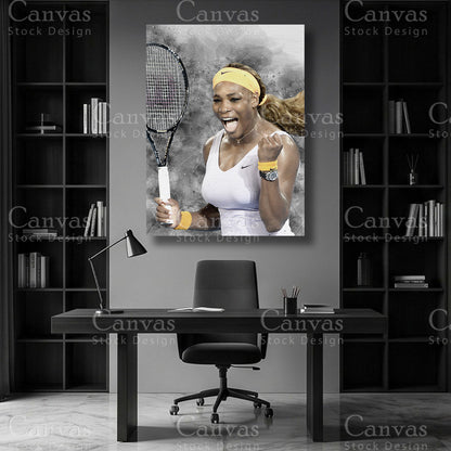 Serena Williams Tennis Player Wall Art on Premium Canvas