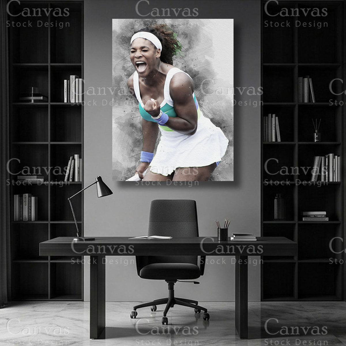Serena Williams Tennis Player Wall Art on Premium Canvas