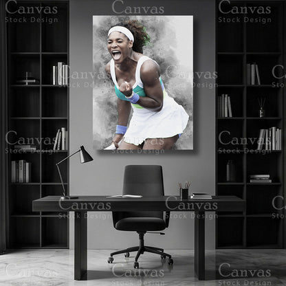 Serena Williams Tennis Player Wall Art on Premium Canvas