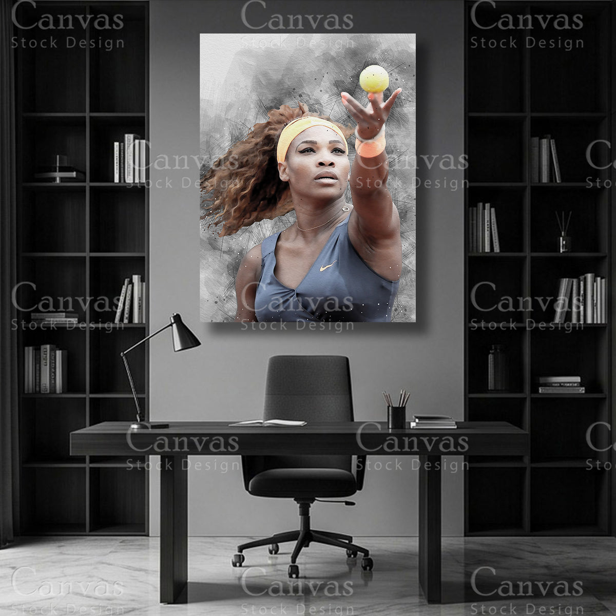 Serena Williams tennis canvas art for modern interiors