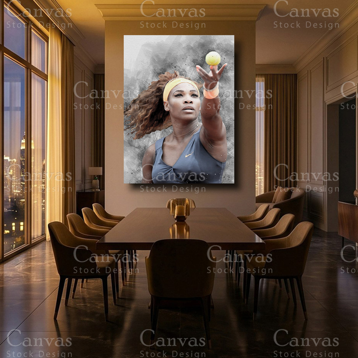 Serena Williams luxury tennis canvas decor