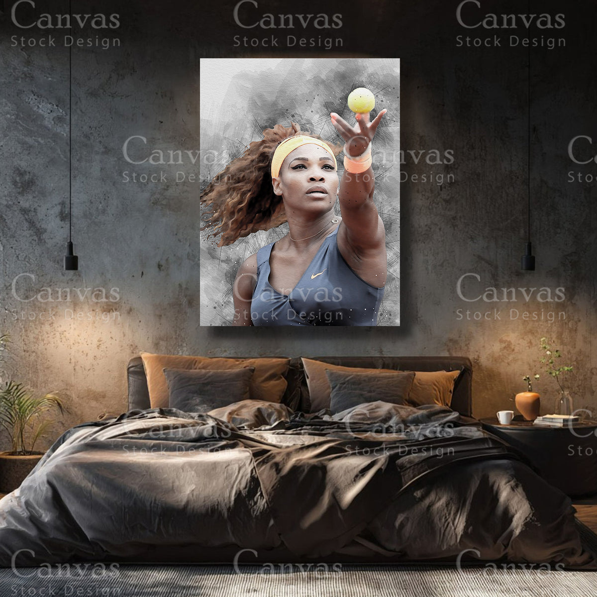 Serena Williams canvas artwork with black floating frame