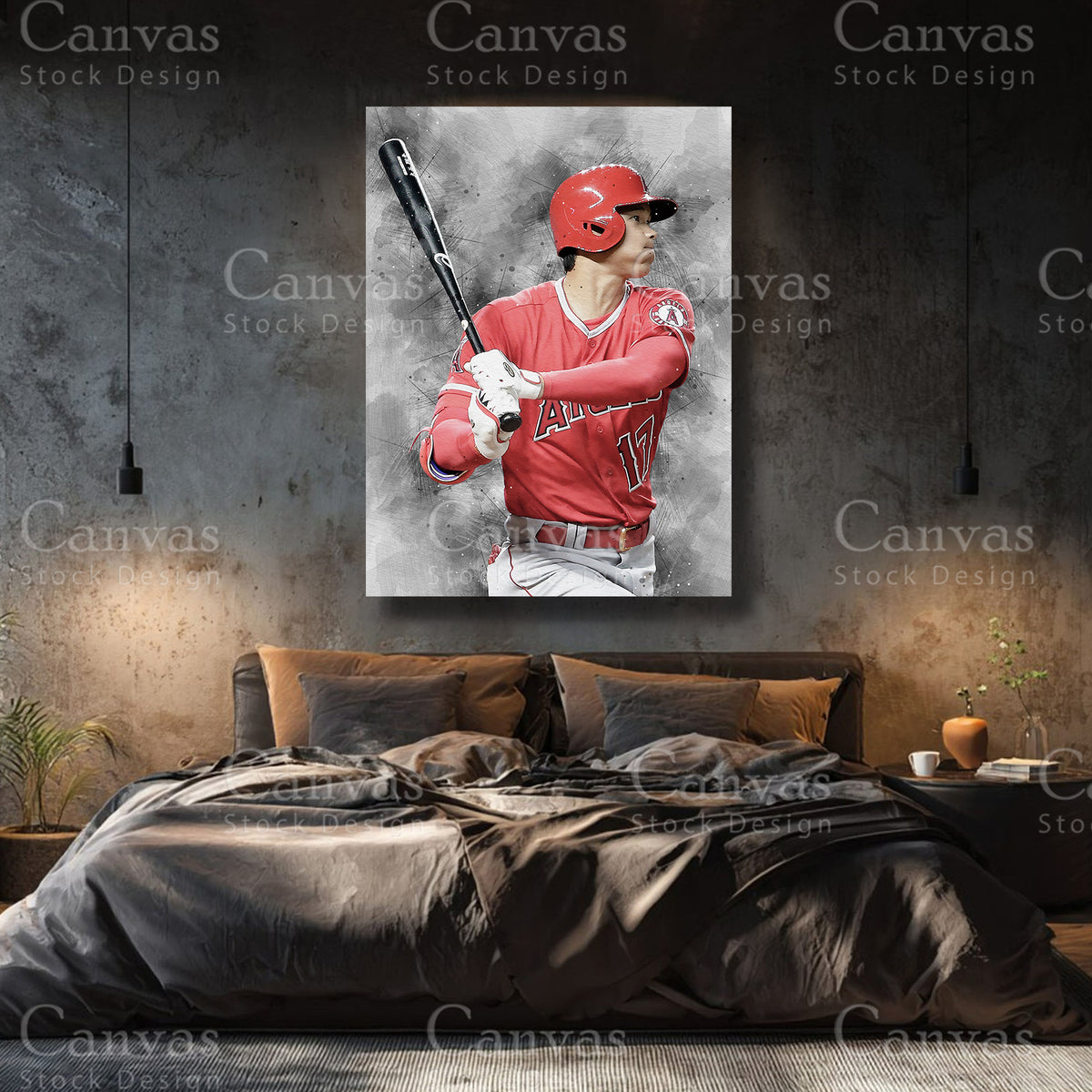 Shohei Ohtani canvas artwork for a baseball fan display