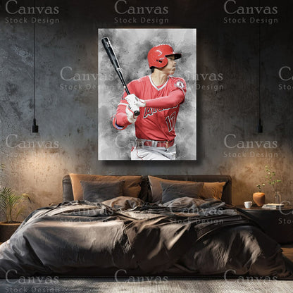Shohei Ohtani canvas artwork for a baseball fan display