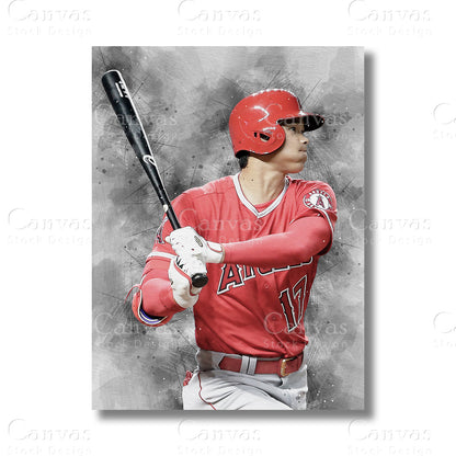 Shohei Ohtani canvas wall art for MLB baseball fans