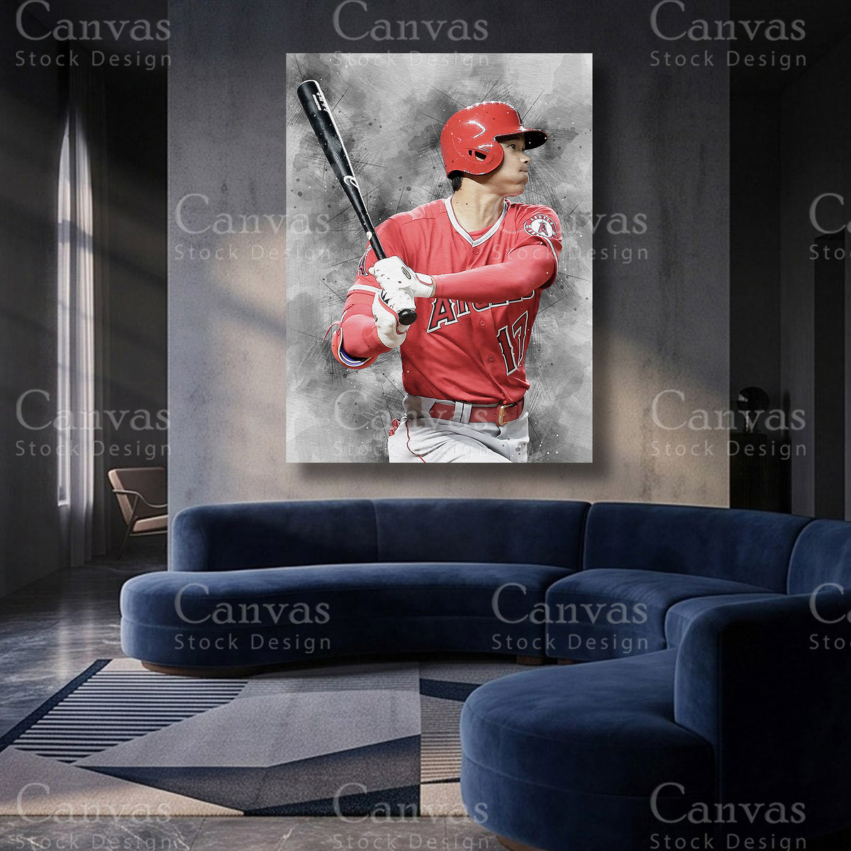 Shohei Ohtani inspired baseball player canvas print