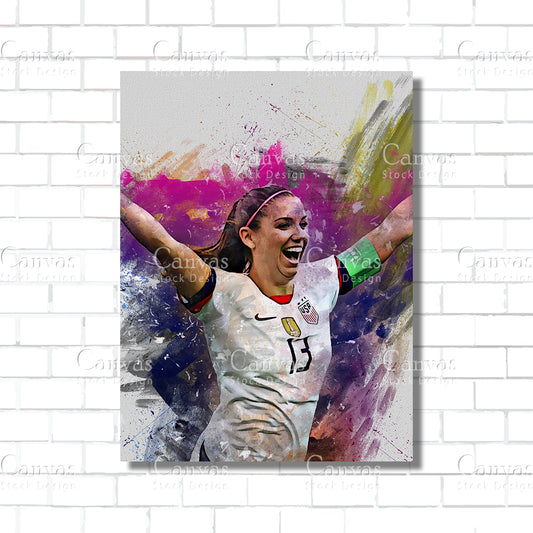 Alex Morgan Canvas Frame, Kids Wall Decor, Soccer Fan, Man Cave Gift for Him - Her, Sports Canvas Wall Art