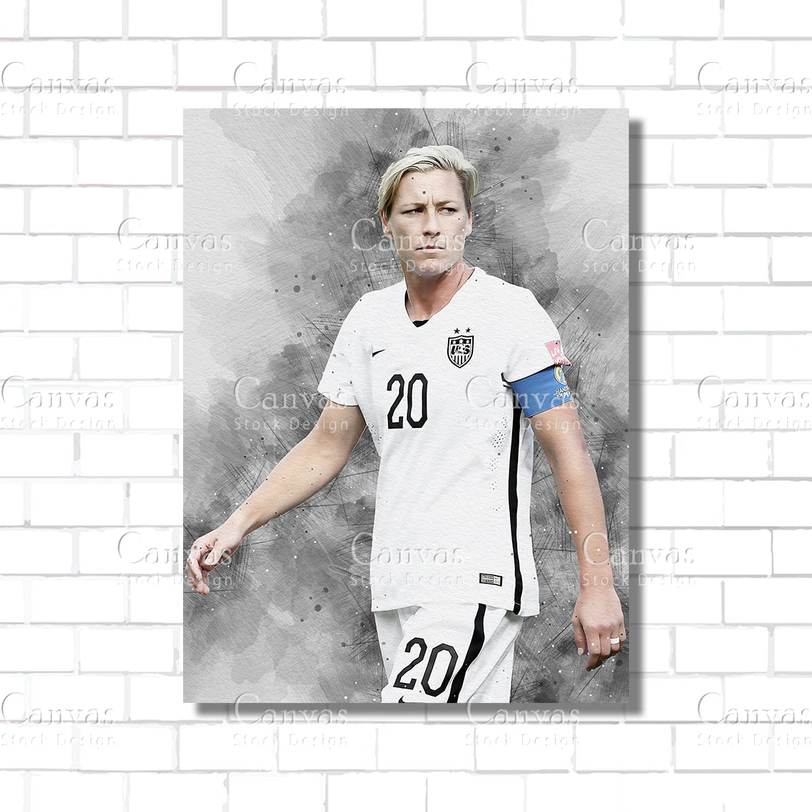 Abby Wambach Canvas Frame, Kids Wall Decor, Soccer Fan, Man Cave Gift for Him - Her, Sports Canvas Wall Art