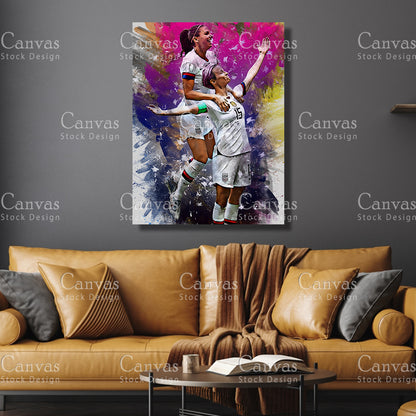 Alex Morgan & Megan Rapinoe Canvas Frame, Kids Wall Decor, Soccer Fan, Man Cave Gift for Him - Her, Sports Canvas Wall Art