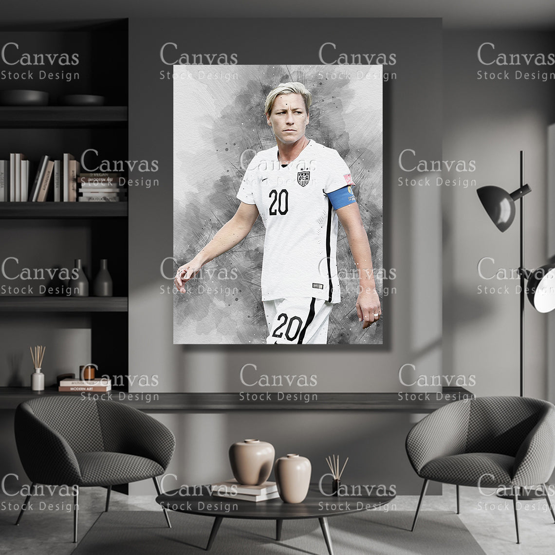 Abby Wambach Canvas Frame, Kids Wall Decor, Soccer Fan, Man Cave Gift for Him - Her, Sports Canvas Wall Art